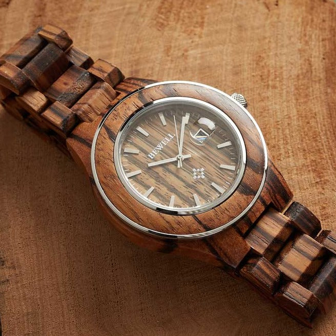 Personalized Wooden Watch For Men - Custom Engraved Leather Strap Timepiece For Husband & Boyfriend