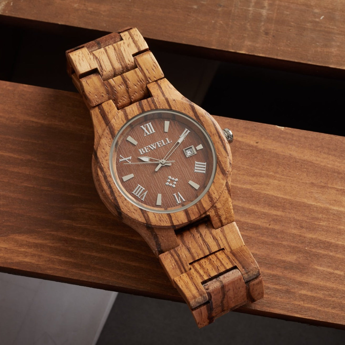 Bewell zebra sale wood watch