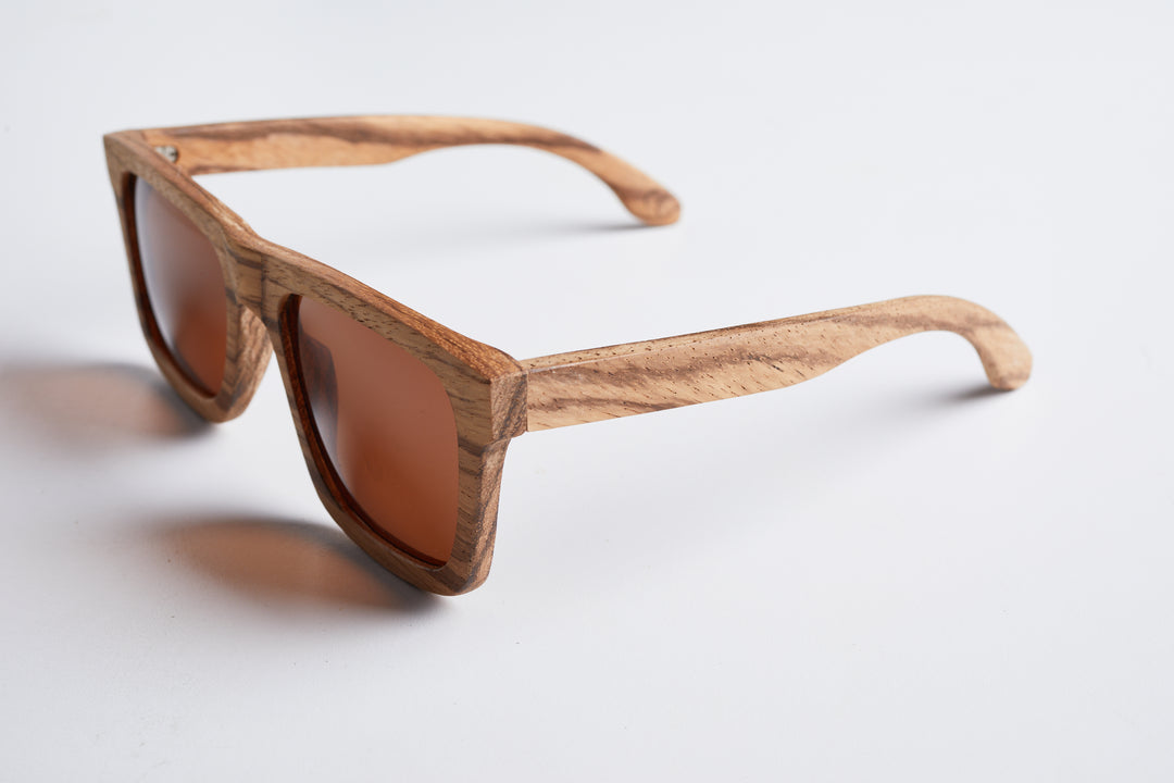 Zebrawood Bulgy Bridge Wood Sunglasses | Bewell Sunglasses