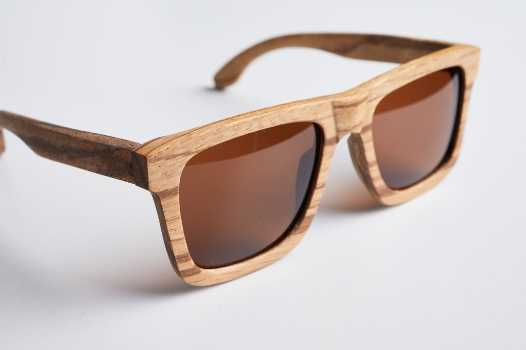 Zebrawood Bulgy Bridge Wood Sunglasses | Bewell Sunglasses